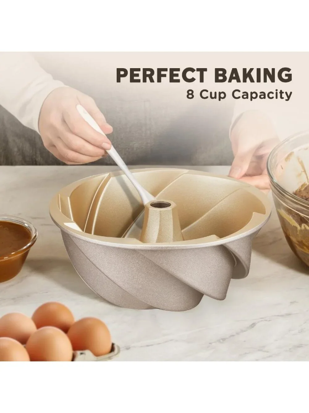 Non-Stick 9.5-Inch Heavy Duty Tube Pan - Durable Aluminum Baking Mold for Flan